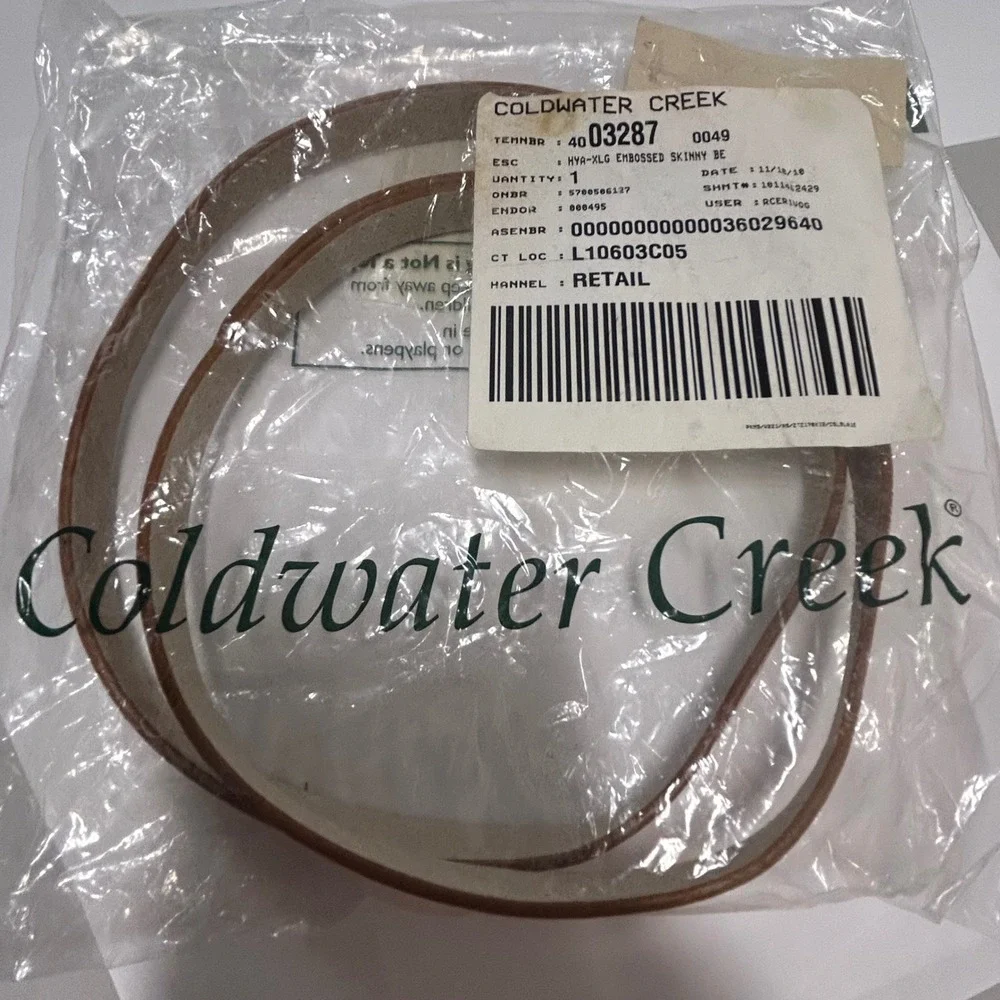 Coldwater Creek Embossed Skinny Belt XL Mustard Tan Pebbled